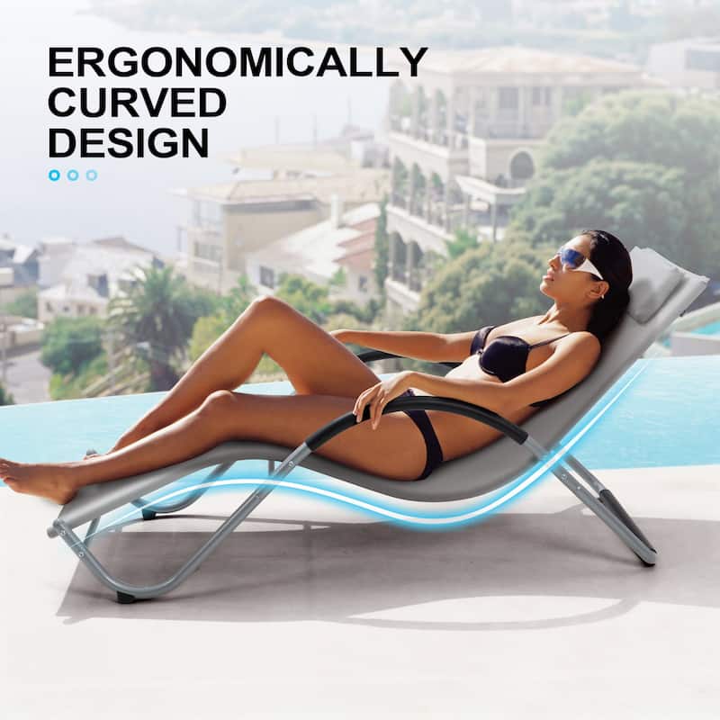 Outdoor Patio Lounger Chaise Lounges Curved Sunbathing Pool Recliner Chair