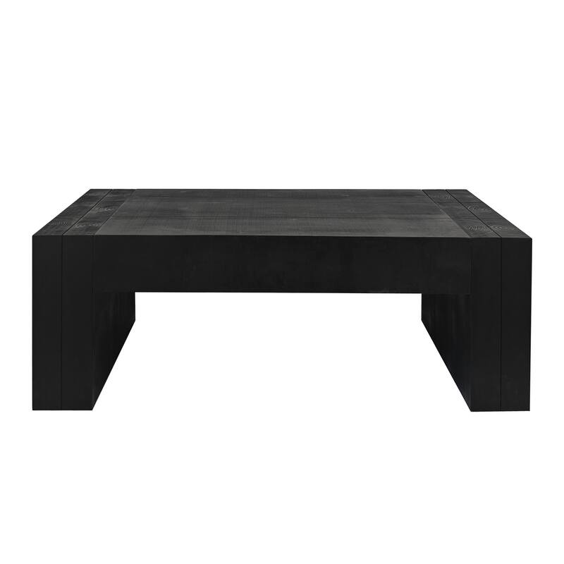 Modern Coffee Table Farmhouse Rectangular Coffee Table Manufactured Wood Coffee Table with Black Finish, for Living Room
