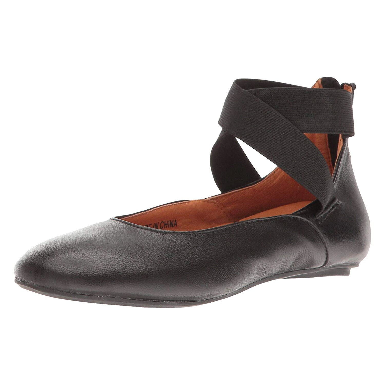 black leather ballet flats