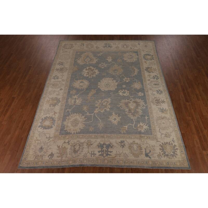 Gray Vegetable Dye Oushak Turkish Area Rug Hand-Knotted Wool Carpet - 8'9"x 11'9"