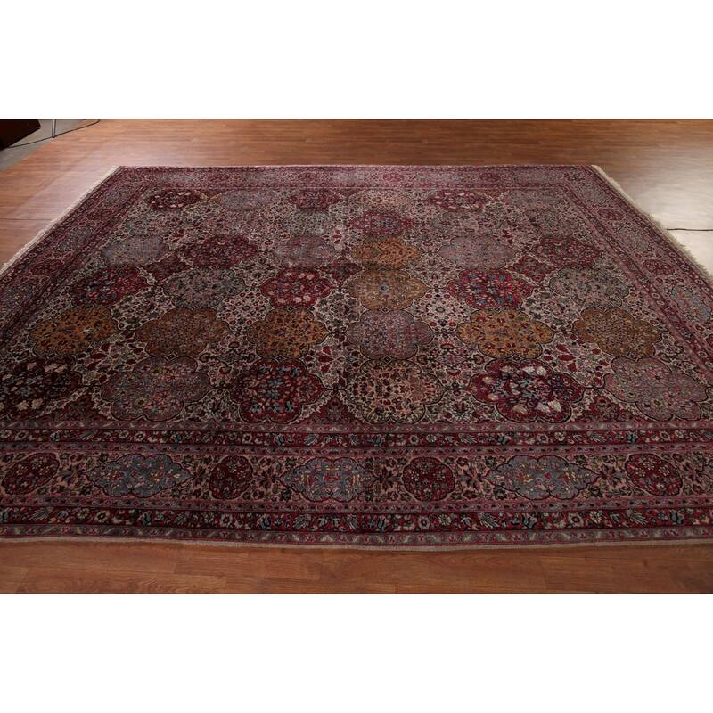 Vegetable Dye Agra Indian Antique Area Rug Hand-Knotted Wool Carpet - 9'1" x 12'2"