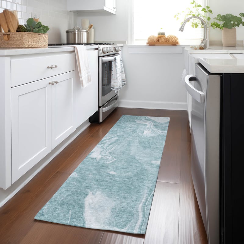Machine Washable Indoor/ Outdoor Chantille Abstract Motion Rug