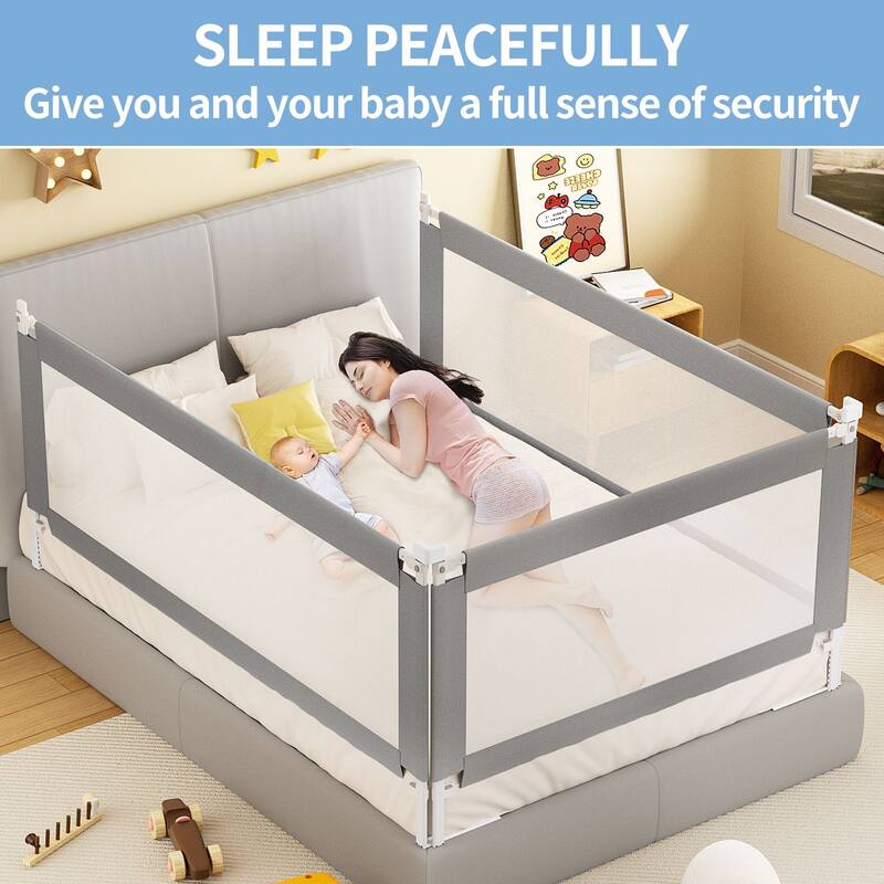 Bed Rail for Toddlers, Detachable Baby Bed Rail Guard - White