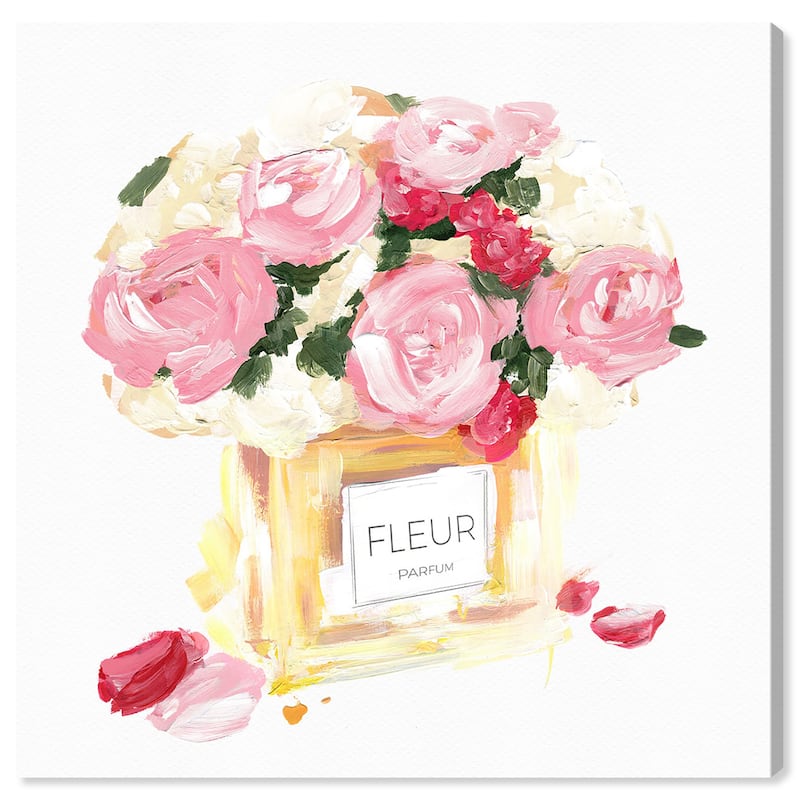 Wynwood Studio Canvas Fashion and Glam Pastel Fleur Perfume Pink and Pastel Pink Glam Wall Art Canvas Print