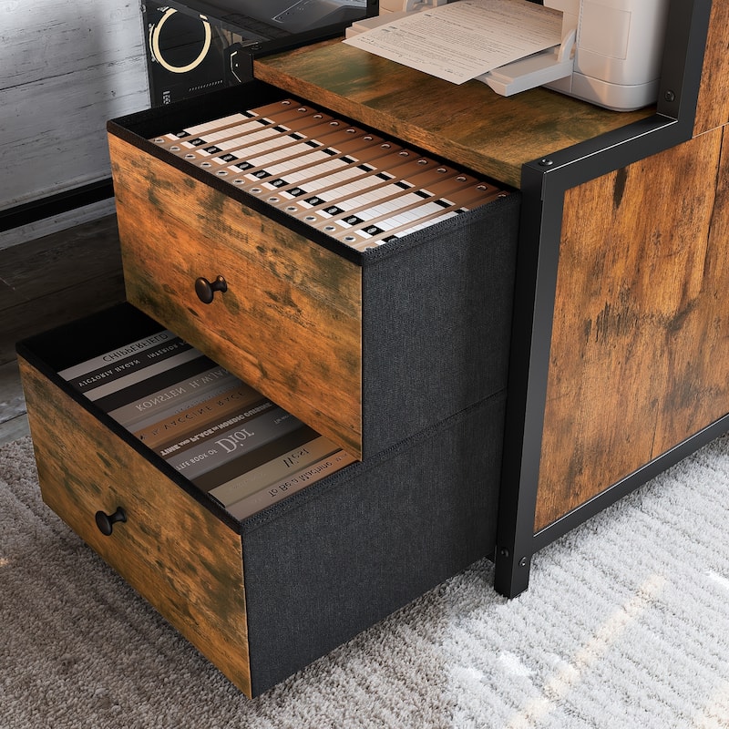 Twin XL Loft Bed with Desk and Storage Non-woven Fabric Drawers with Ladders, Nosie-free and No Spring Box Needed