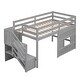 preview thumbnail 15 of 26, Twin Size Wood Loft Bed with Storage Staircase and Window,Sweden Style Gray