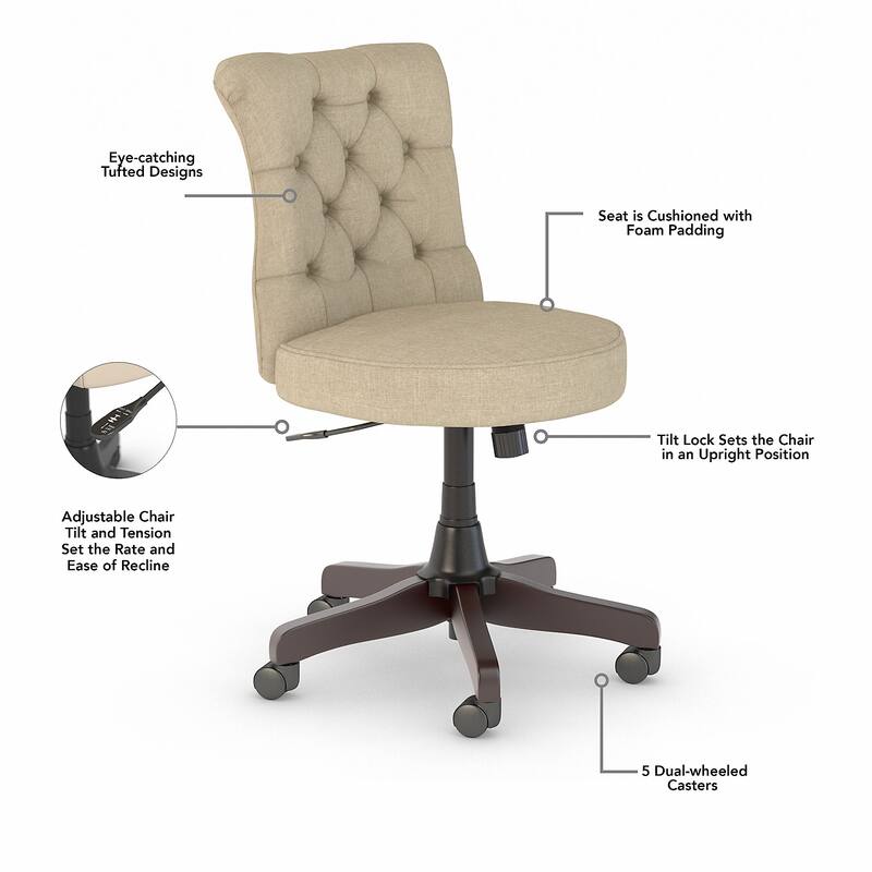 Key West Mid Back Tufted Office Chair by Bush Furniture