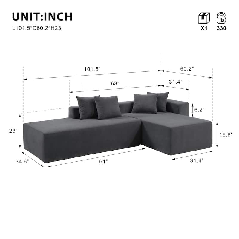 GDFStudio - 101.5" Acacia Wood Modular L-Shaped Sofa