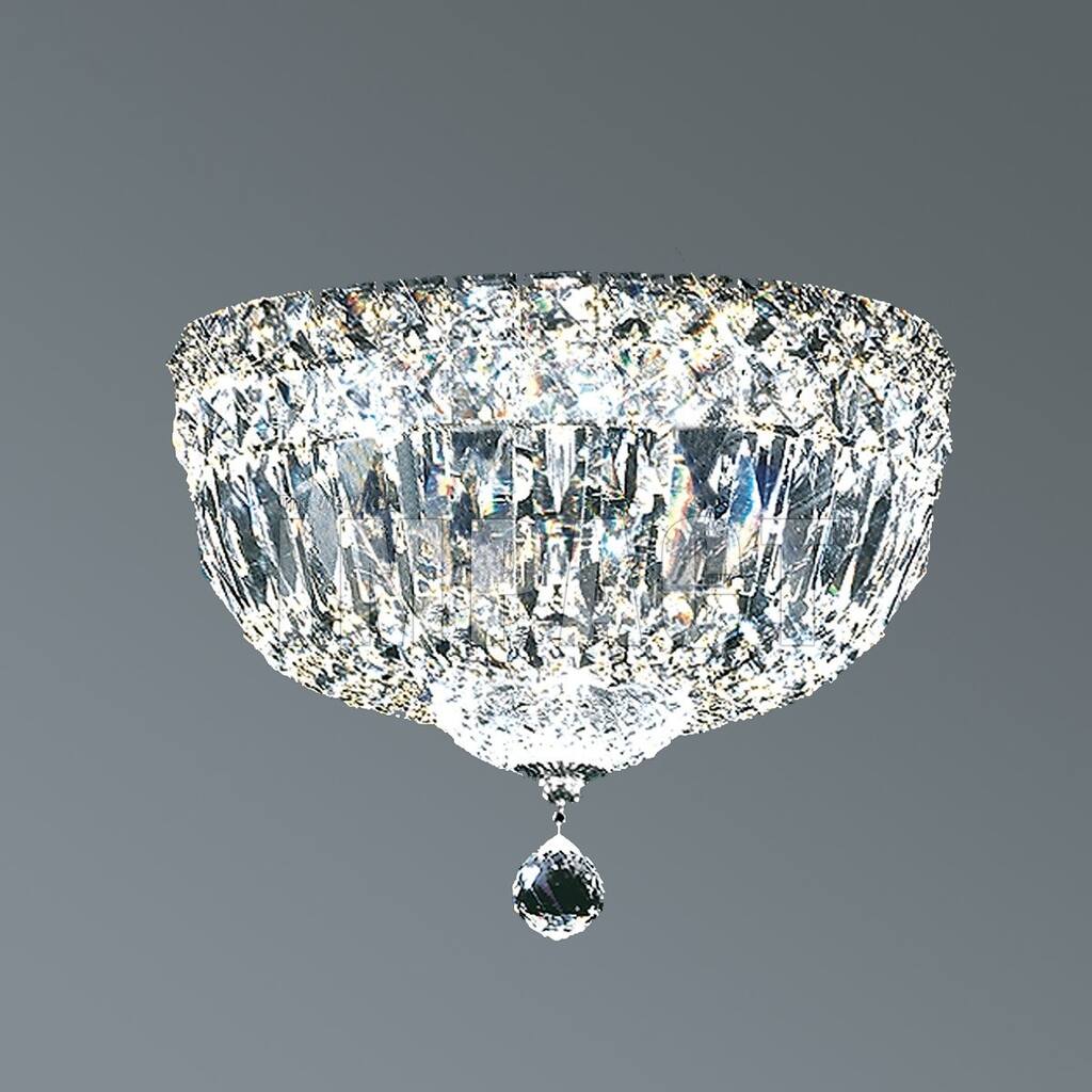 Crystal World Three Light Flush Mount Flush Mount Silver - Exact Size