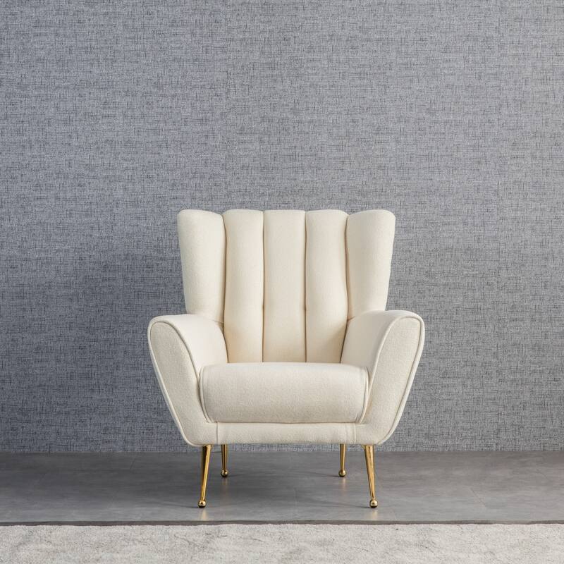 Adelina Mid Century Upholstered French Boucle Lounge Chair
