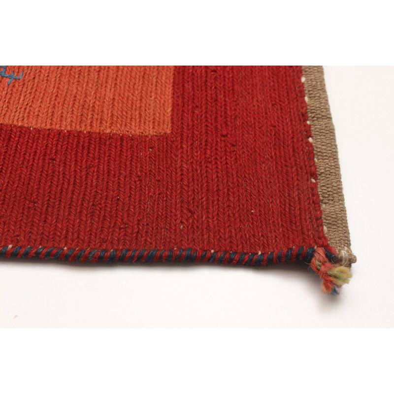 ECARPETGALLERY Flat-Weave Kashkuli Red Wool Tapestry Kilim - 6'4 x 8'1