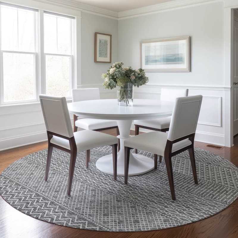 Machine Washable Indoor/ Outdoor Modern Stripes Chantille Rug