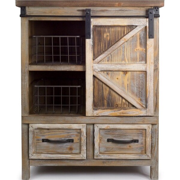 39 5 Country Rustic Wooden Storage Cabinet With Metal Basket Free 39 5 Country Rustic Wooden Storage Cabinet With Metal Basket