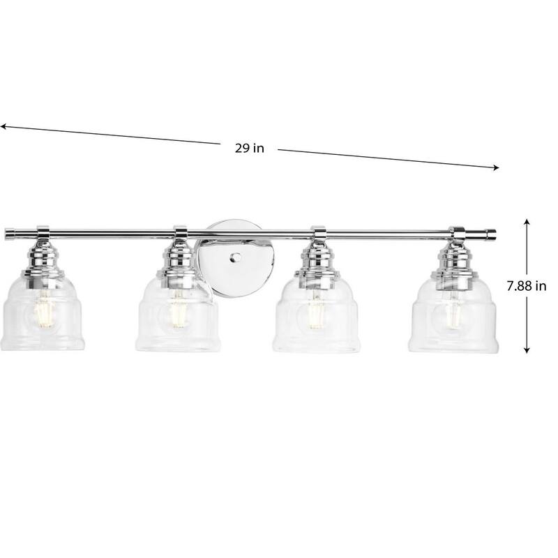 Ambrose Collection Four-Light Chrome Clear Glass Bath Vanity Light - 29 in x 6.5 in x 7.88 in