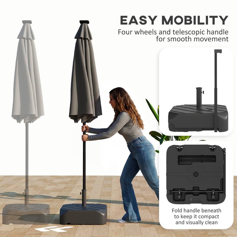 Outsunny Square Patio Umbrella Base with Wheels, Telescopic Handle