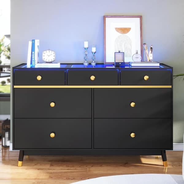black dresser with glass knobs Lucerne Dresser