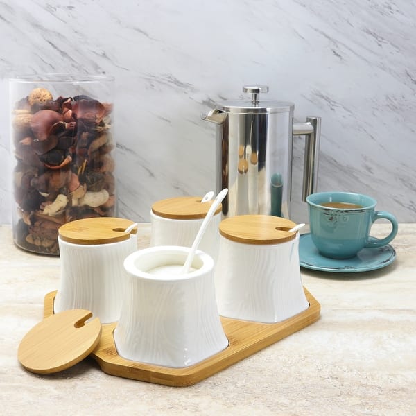 Ceramic Large Food Storage Jar with Airtight Seal Bamboo Lid