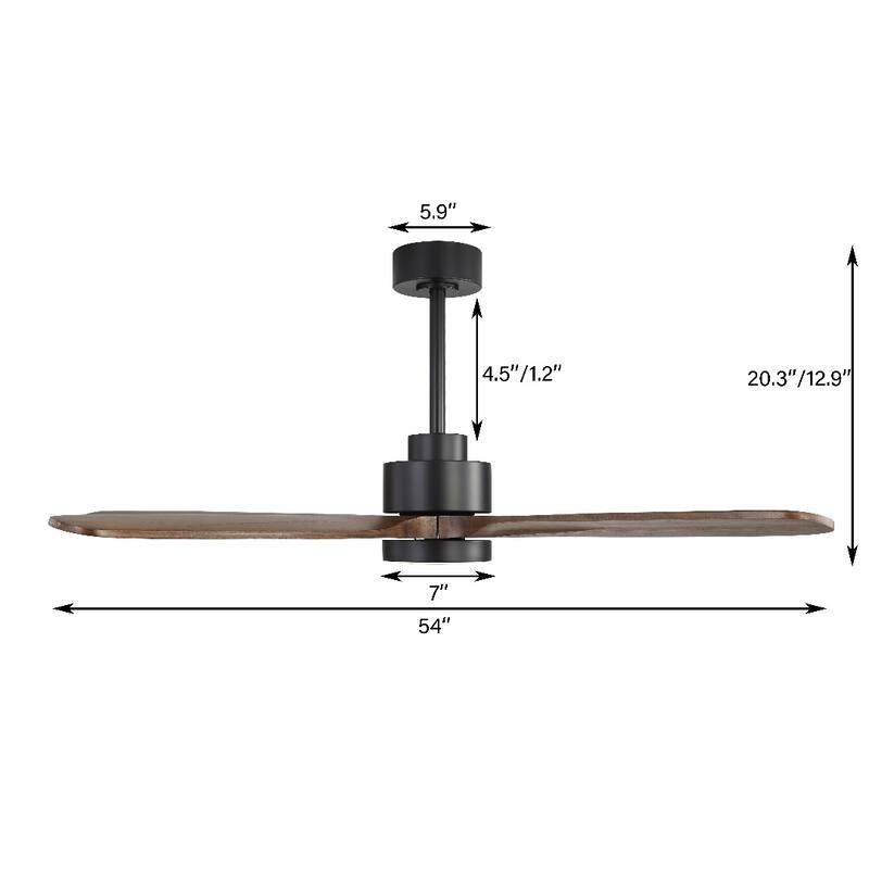 MLiAN 54 in 5 Solid Wood Blades Ceiling Fan with Integrated LED and Remote