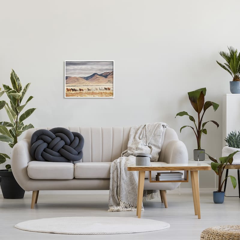 Stupell Wild Horses Roaming Across Western Landscape Framed Giclee Texturized Art by PH Burchett