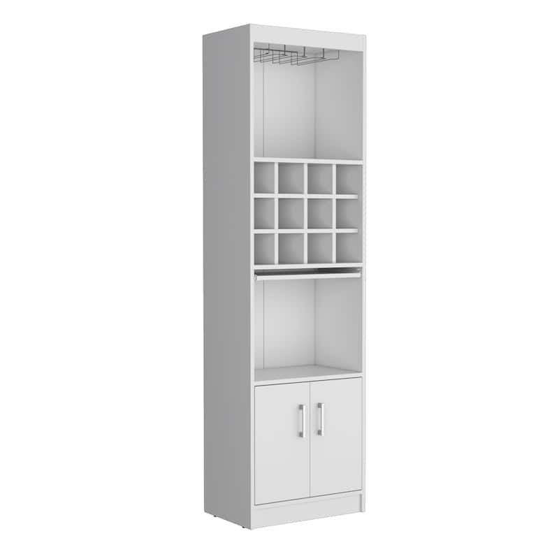 Kevil 71-Inch Tall Bar Cabinet 5-Tier Modern Bar Cabinet with Glass Holder Stemware Rack, Wine Cabinet, Liquor Cabinet