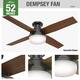 Hunter 52" Dempsey Flush Mount Ceiling Fan w/ LED Light Kit and Handheld Remote