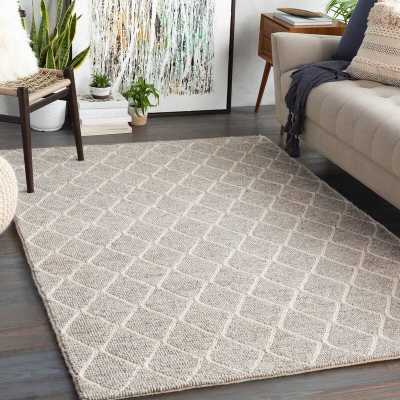 Keziah Modern Geometric Area Rug - 9' x 13' - Grey/Cream