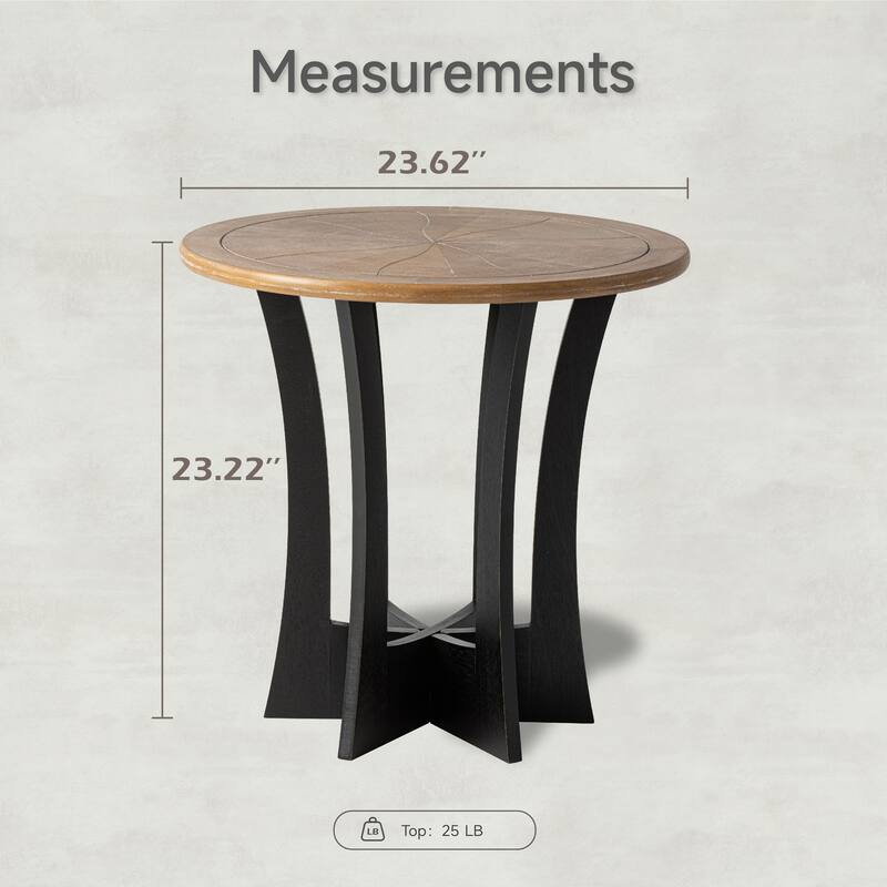 COZAYH Farmhouse Round End Table with Criss-Cross Wood Legs, Rustic French Country Side table for Dinning or Living Room