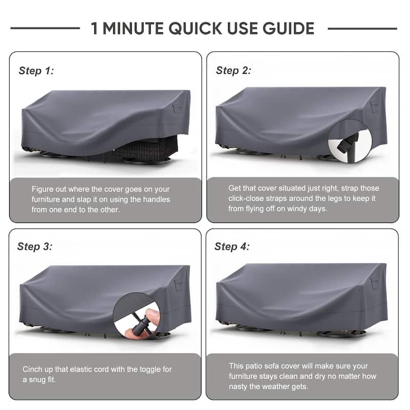 Meyreso 82.7 in. L x 34.3 in. W x 28 in. H (Back)/19.3 in. H (Front) Outdoor Patio Furniture Cover