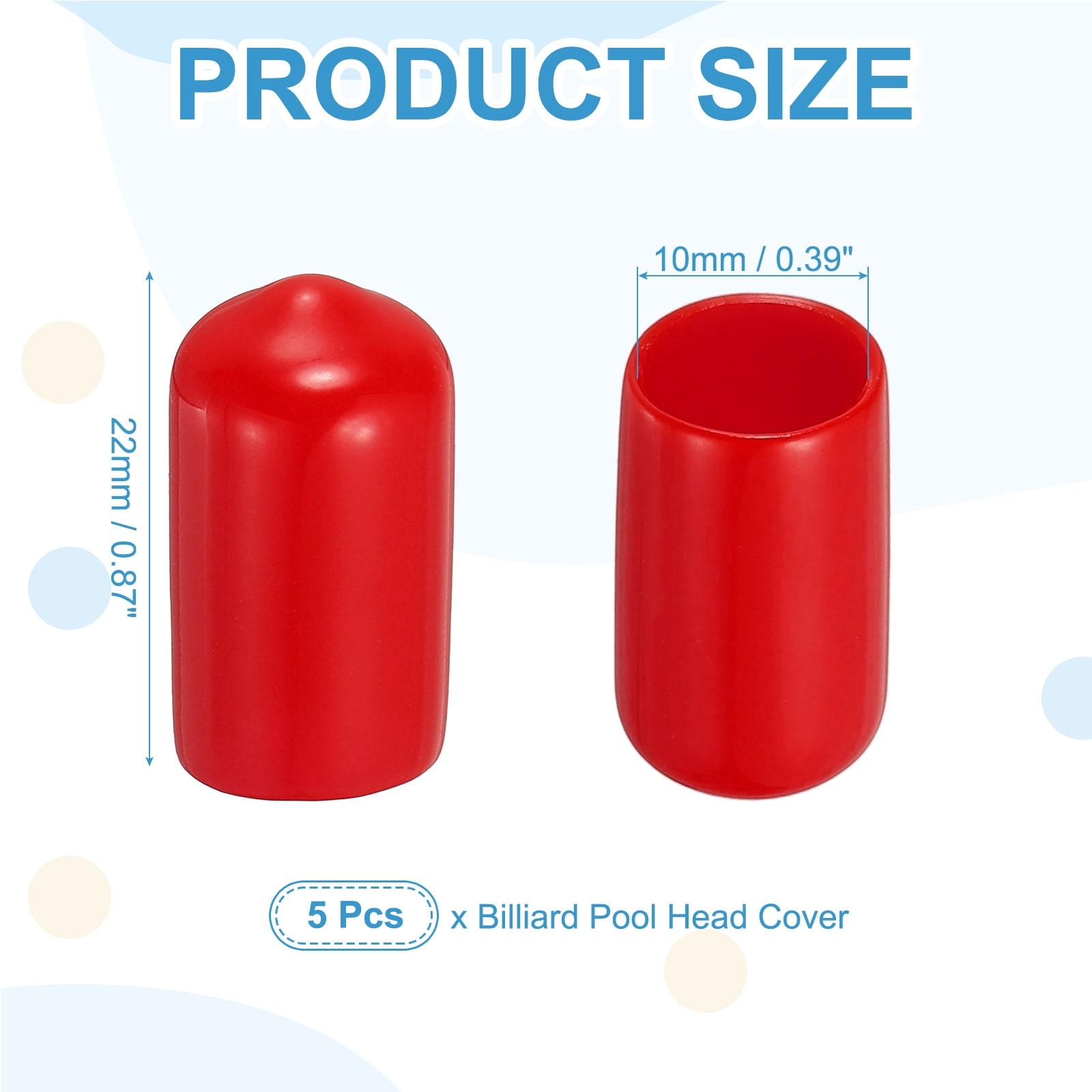 Pool Tip Cover, Rubber Cue Protector, Billiard Pool Durable Head Covers for Table Stick Head