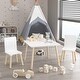 preview thumbnail 10 of 10, Kids Table and 2 Chairs Set, 3 Pieces Toddler Table and Chair Set, Wooden Activity Play Table Set, White