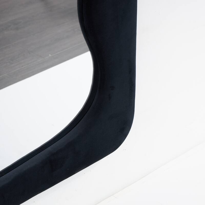 Black or White Velvet Wavy Room Floor Mirror