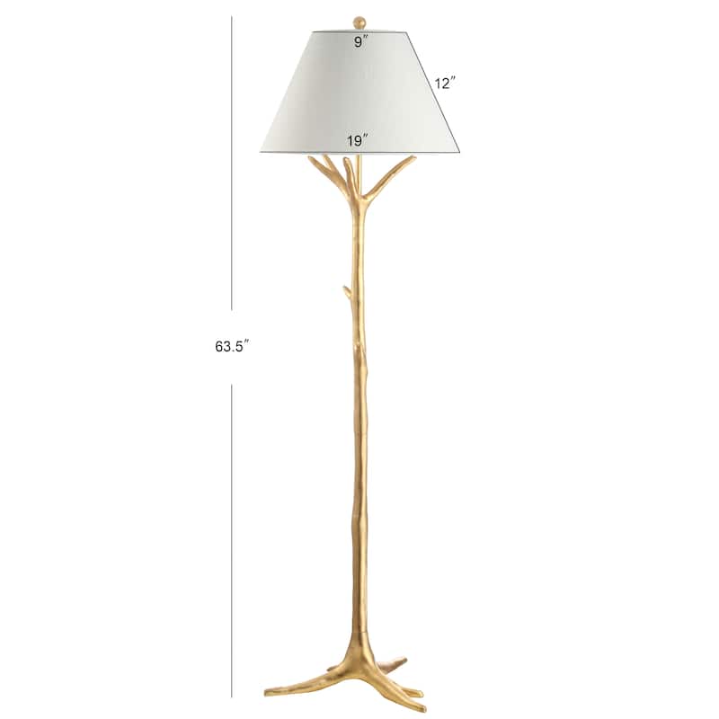 Selina 63.5" Faux Bois Resin LED Floor Lamp, Gold Leaf by JONATHAN Y