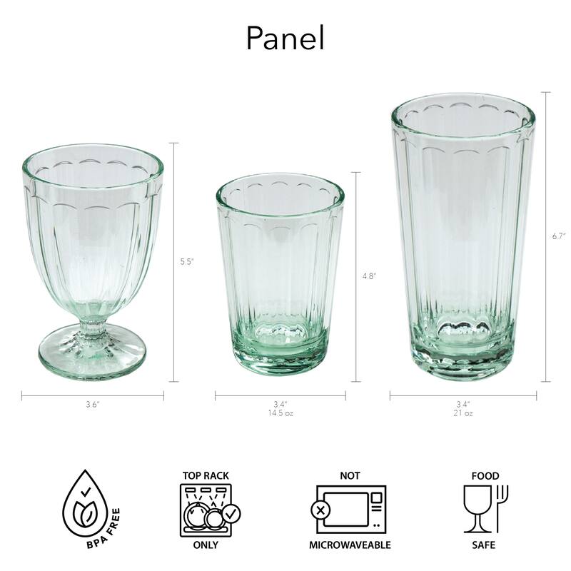 Abode Homewares Panel Acrylic Drinking Glass - Clear - Set of 6