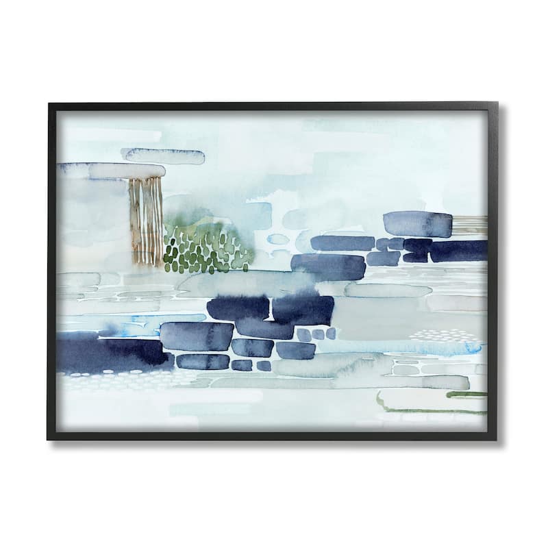 Stupell Modern Abstract Coastal Landscape Organic Blocks Framed Giclee Texturized Art by Grace Popp - 24 x 30 - Black