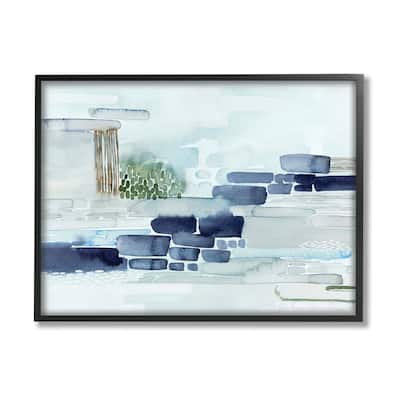 Stupell Modern Abstract Coastal Landscape Organic Blocks Framed Giclee Texturized Art by Grace Popp
