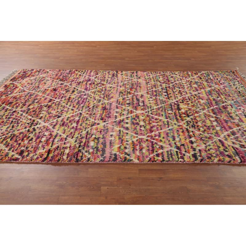 Trellis Moroccan Oriental Area Rug Hand-Knotted Wool Carpet - 6'1" x 9'6"