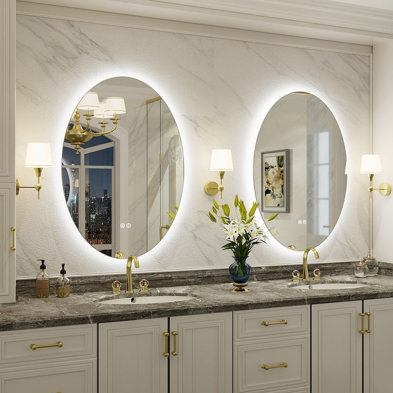 UL Certified Multiple shapes Frameless Anti-Fog 3 Colors Dimmable LED Backlit Wall Bathroom Vanity Mirror