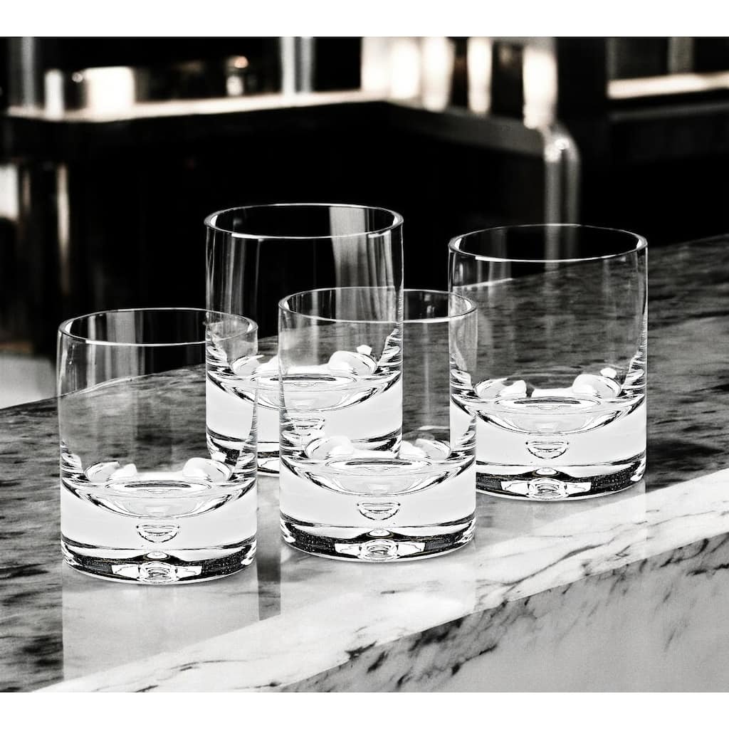 Set of Four Clear Mouth Blown Crystal Old Fashion Glasses