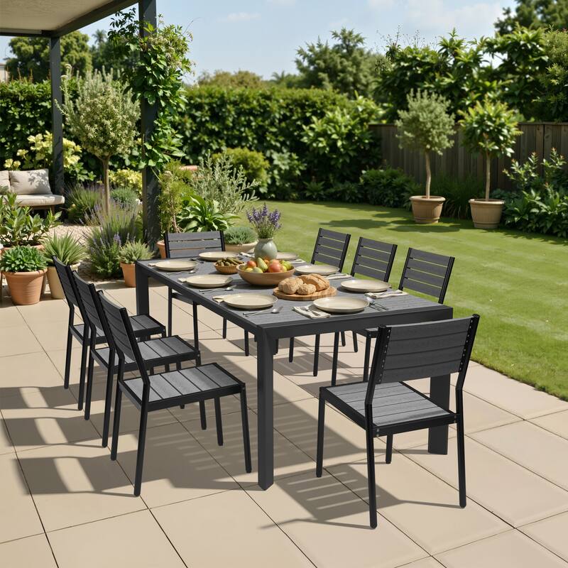 Pellebant Premium Outdoor Patio Aluminum Dining Table with Umbrella Hole