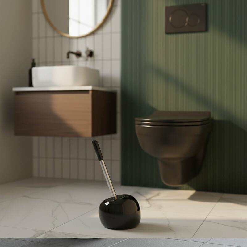 PISE Freestanding Toilet Brush and Holder Set - 15"H x 6"L x 6" W