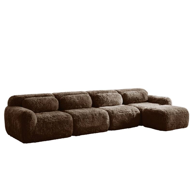 Homy Casa Chocolate Plush Fabric Non-Slip Modular Floor Sofa Sectional