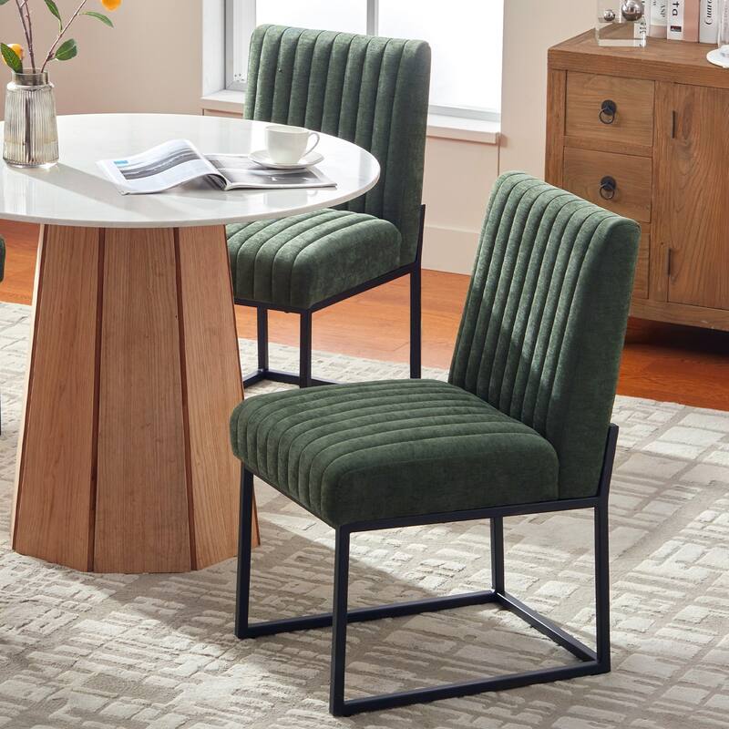 Mid Century Modern Dining Chair with Black Metal Legs