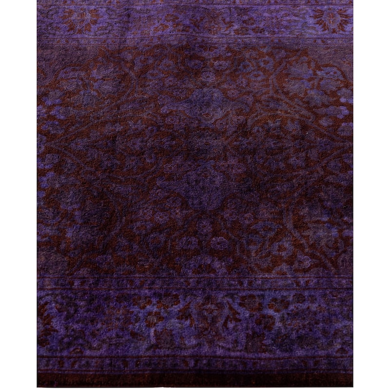 Overdyed One-of-a-Kind Hand-Knotted Runner Rug - Purple - 2' 8" x 8' 3"