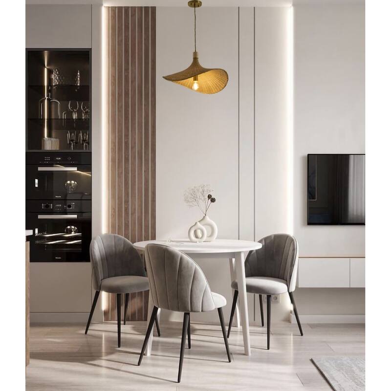 1-Light Brass Iron Pendant With A Nature Rattan Shade