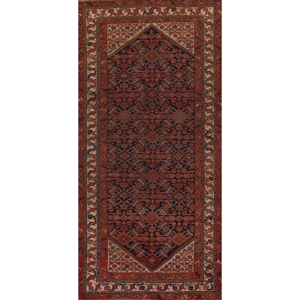 Blue & Orange Malayer Persian Antique Area Rug Handmade Wool Carpet - 5'0"x 11'1"