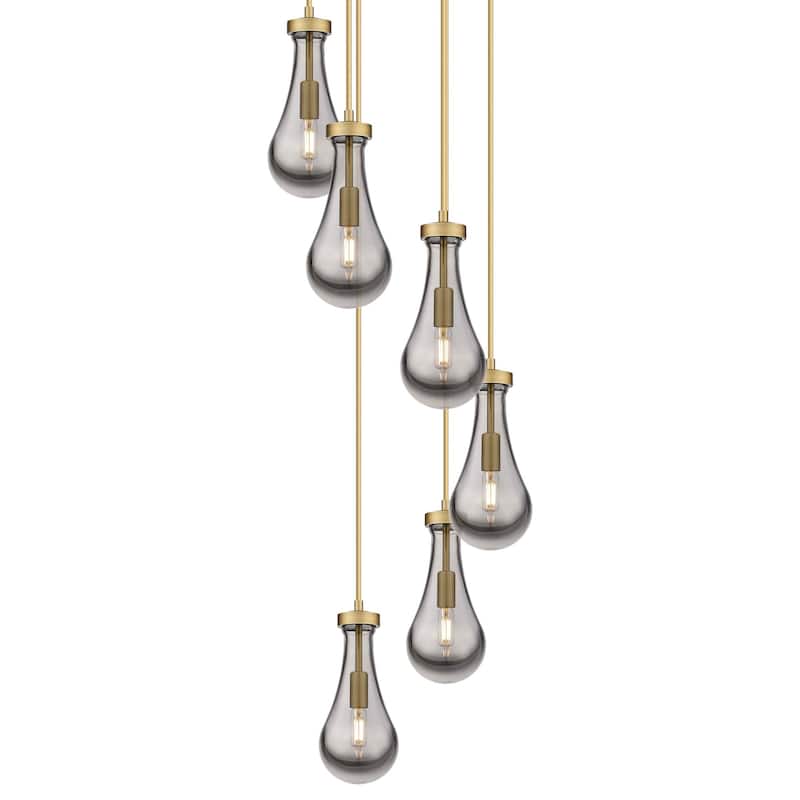 Innovations Lighting 116-451-1P-12-16 Owego Pendant Owego 6 Light 16" - Brushed Brass / Light Smoke