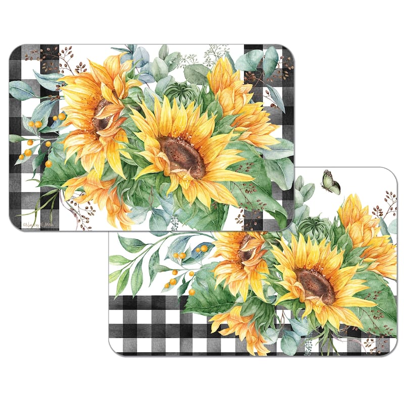 Reversible Wipe-clean Counterart Placemats Set of 4 - Sunflower Fields