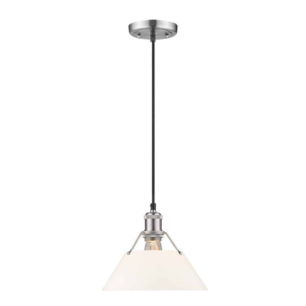 Orwell 10" Wide Medium Pendant in Pewter with Opal Glass - Silver
