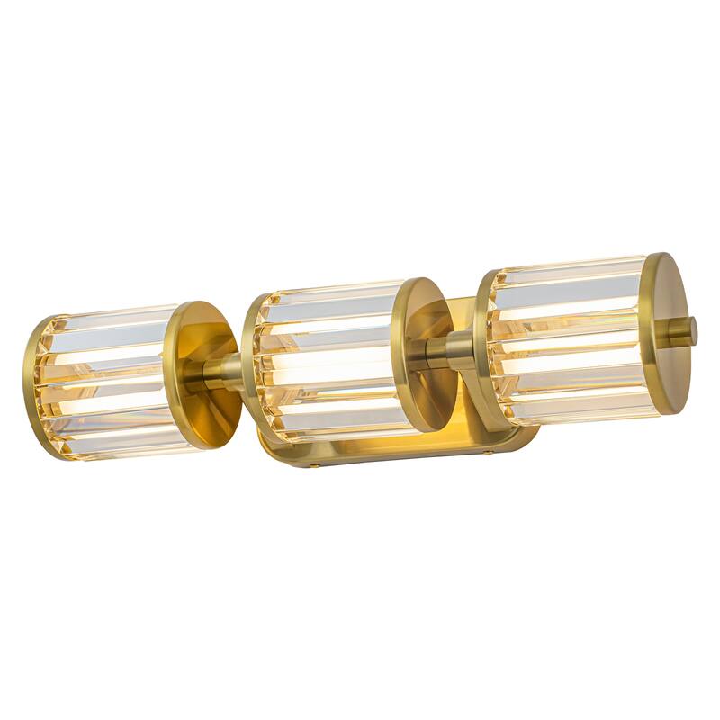 Modern Gold LED Vanity Wall Sconce Crystal Bathroom Light 3-Light