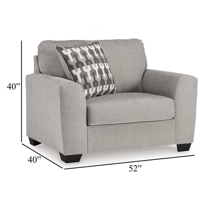 Delaney Accent Armchair, Flannel Gray Polyester, 1 Throw Pillow, Black